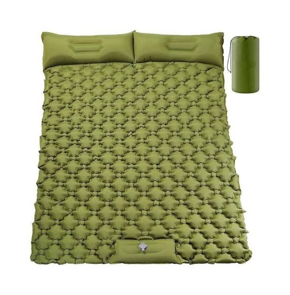 Double Camping Sleeping Mat, Self-Inflating with Foot Press Pump