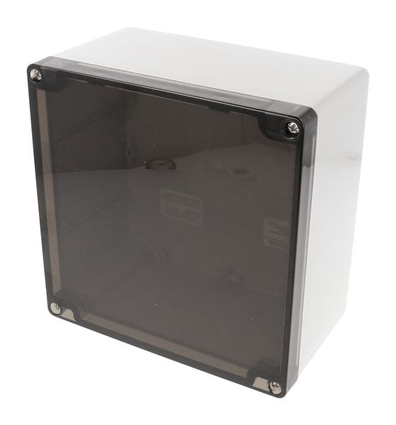 1554S2GYSL Polycarbonate 160×160×90mm Grey Body Smoked Lid Enclosure IP66