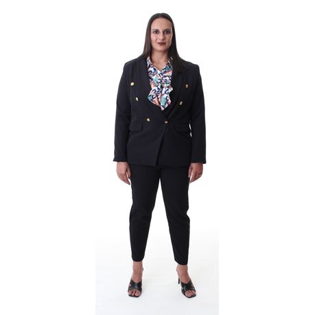 Women's Office Elegant Double Breasted Slim Blazer Jacket and