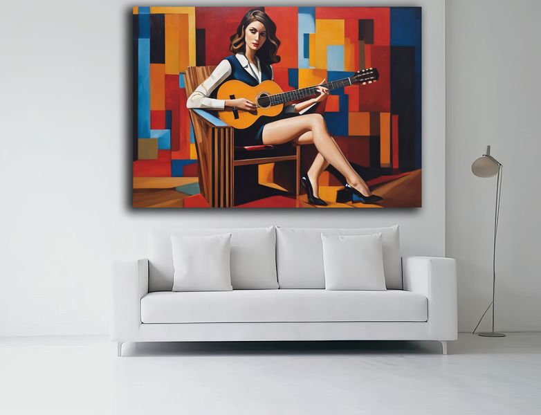 Guitar Lady Canvas Wall Art