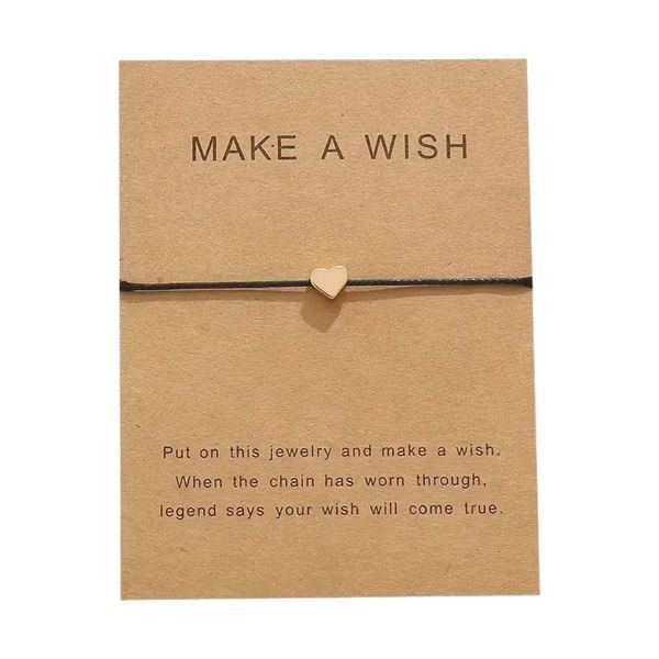 Heart Charm Bracelet with "Make a Wish" Blessing Card