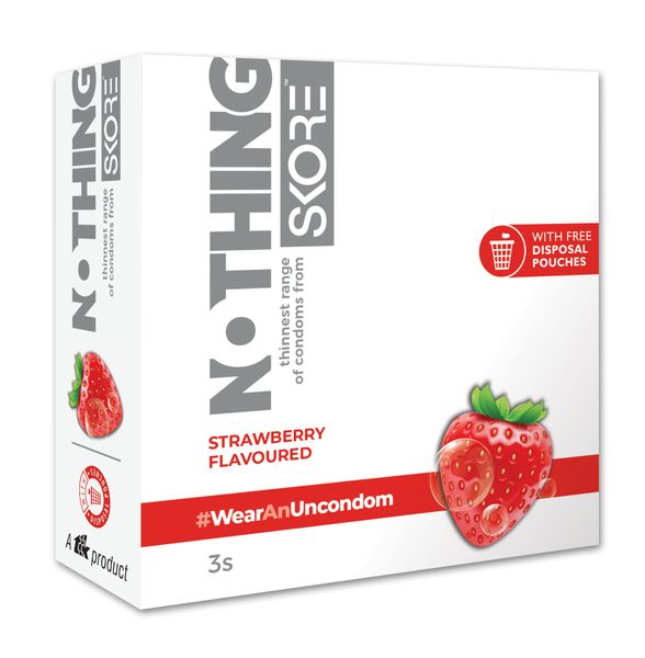 Skore's Nothing Series - Strawberry Flavoured condoms