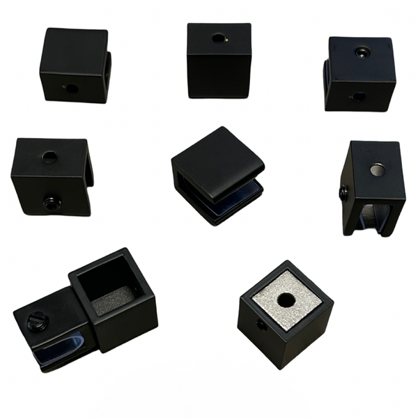 Black Shower Wall Mount &amp; Revolving End Bracket &amp; Clamps