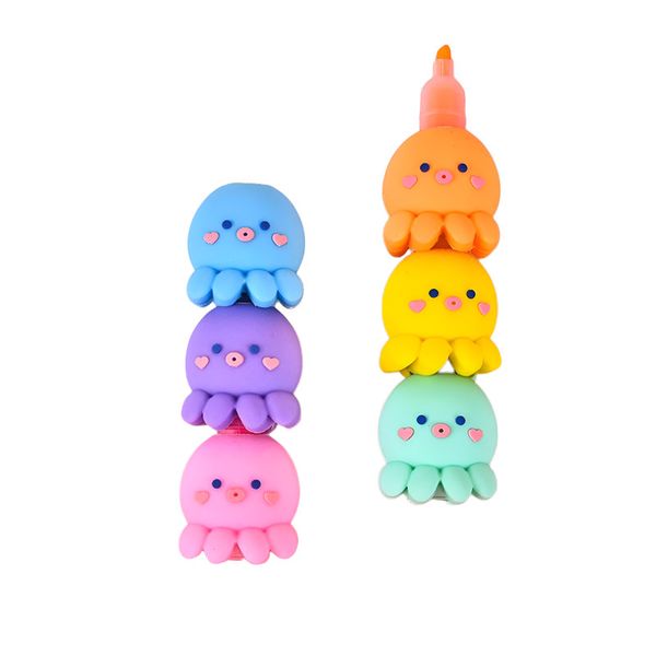 Kawaii Cute Colorful Pastel Octopus Stackable Highlighters