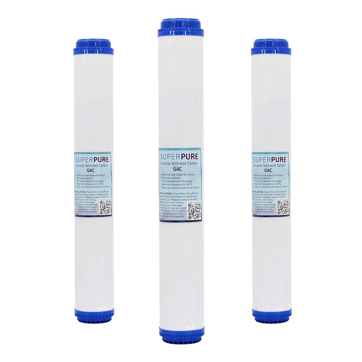 SUPERPURE 20 Inch GAC Water Filter Replacement Cartridge 3 Pack   S Zoom.file