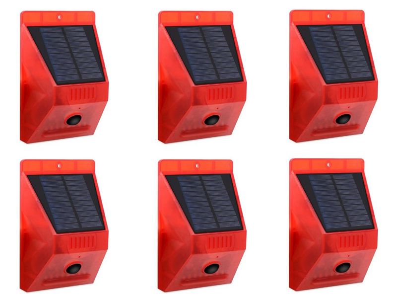 Solar Strobe Alarm Motion Detector with Remote Control Siren 4 Piece