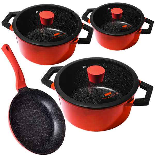 Red and Black 7 Pieces Cookware Set