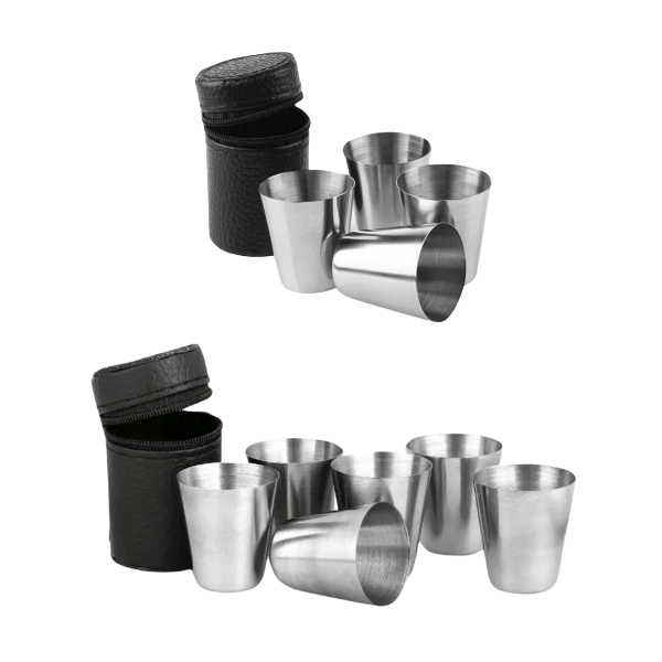 Silver Stainless Steel Mini Shot Glass Set - 7-Piece &amp; 5-Piece