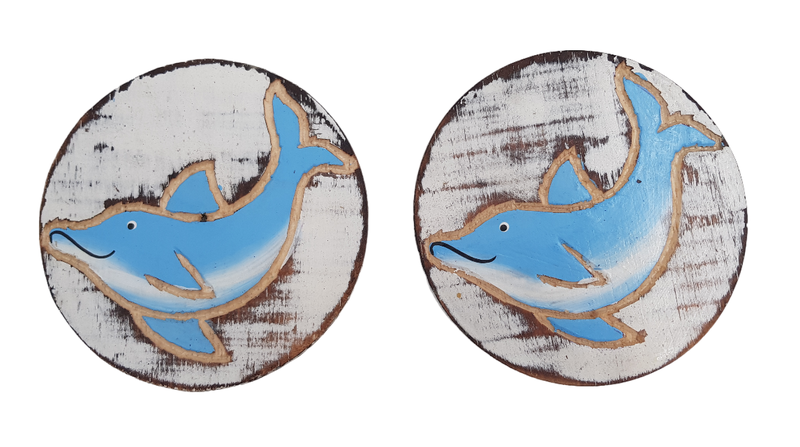 Coasters Wooden set of 2 Beach Theme 10cm