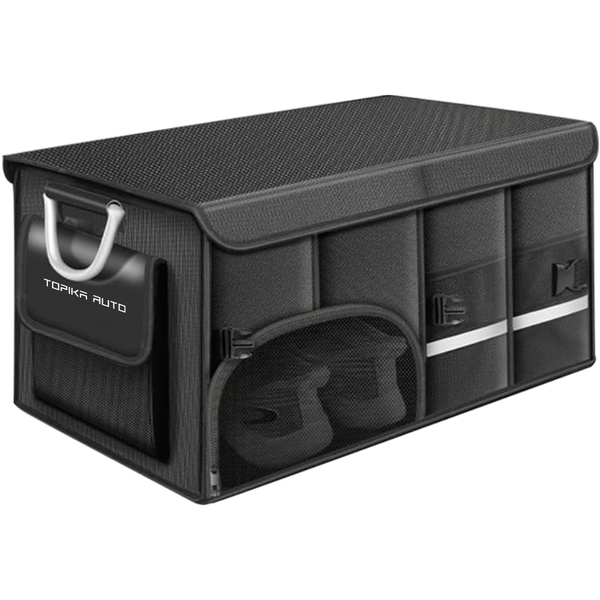 TopikaAuto - 1680D Car Boot Trunk Organizer with Lid &amp; Shoe Storage Box