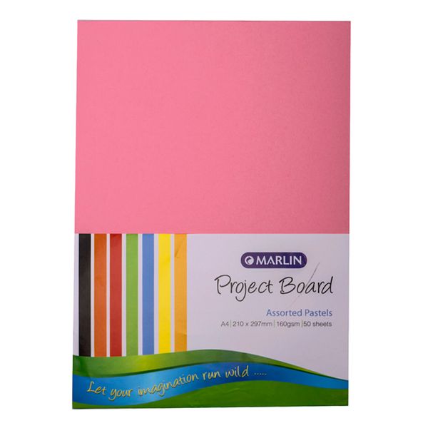 Marlin Project Boards A4 160gsm 50's Bright assorted