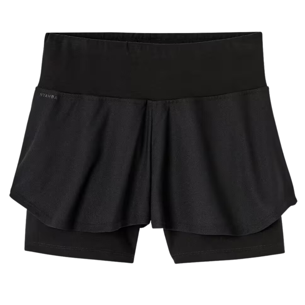 Nyamba Women's Fitness 2-in-1 Cotton Shorts - Black