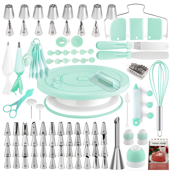 Topika - Cake Decorating Supplies Kit 137pcs with Turntable &amp; Nozzles