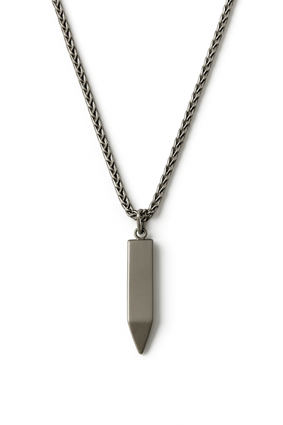 Stainless Steel Pyramid Pendant With Fancy Link Chain