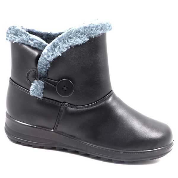 Spoiler Ladies PU Bootie with Faux Fur and Button Detail