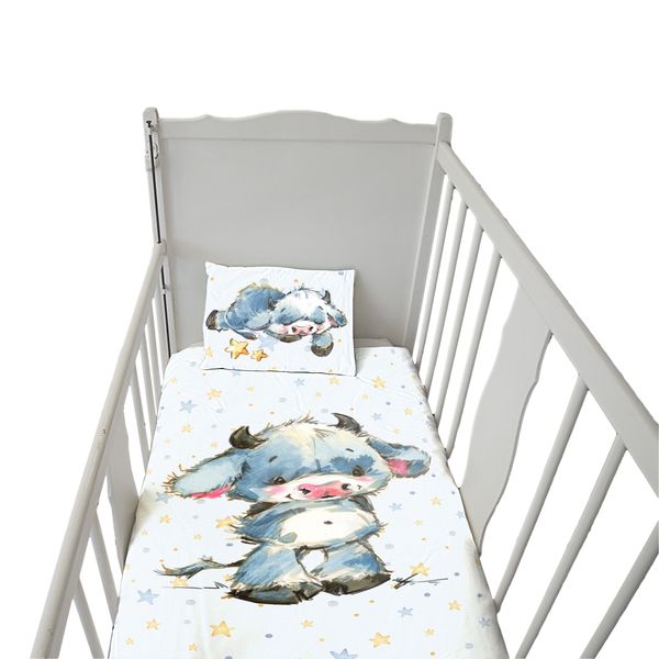 Sleepy Blue Cow Cot Duvet Set image