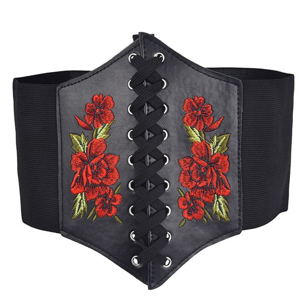 Women/Girls Wide Elastic Corset Waist Belt Black 75-90CM for Dresses Shirts