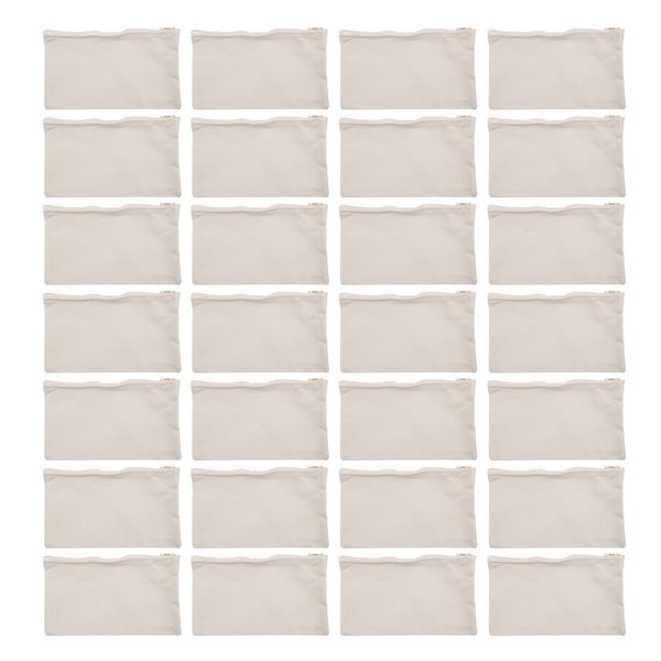 40 Pcs Canvas Pencil Pouch Zipper Makeup Bags Blank Craft DIY(Beige)