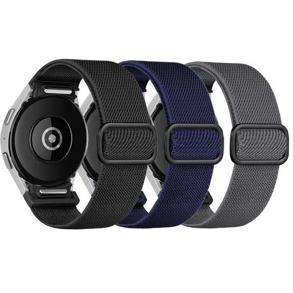 3PCS Elastic Nylon Bands Compatible with Galaxy Watch4-7/FE/Classic 40-47mm