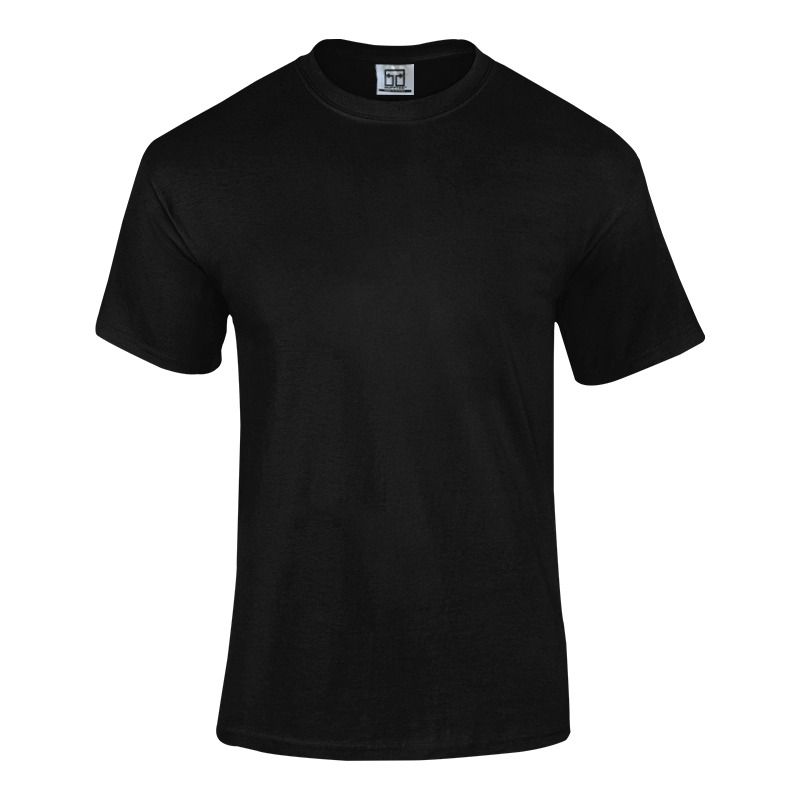 Bufftee - Plain T-Shirt Plain Black Crew Neck Shirt Black 100% Cotton ...
