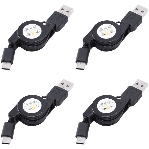 Usb Type C Usb 3 1 Retractable Cable Charger Charging Type-C Black