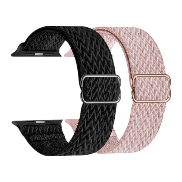 2 Piece - Nylon Watch Strap Set - Black, Pink
