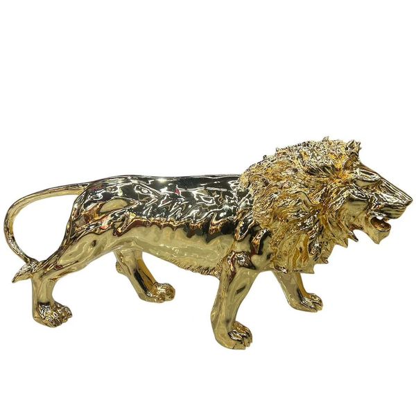 Luxury Gold Lion Sculpture - African Animal Style Office &amp; Home Decoration