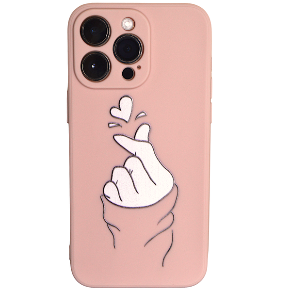 Coral Pink - Phone Case with Love Sign &amp; Pro Cam - Iphone 15 Pro Max