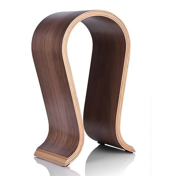 16x25x10 cm Walnut Wood Headphone Stand with Anti Slip Base - Brown