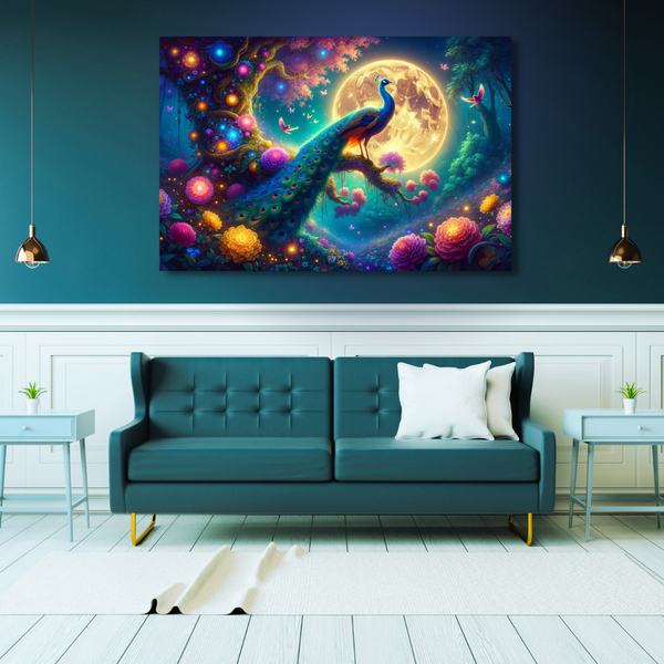 Canvas Wall Art Decor - Peacock Dream Night Artwork