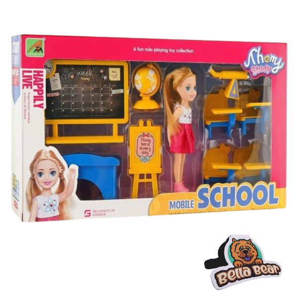 School Set With a Cute Doll &amp; BellaBear Bookmark