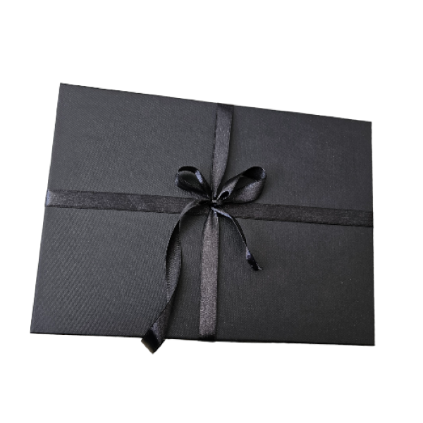 Black Gift Box, black Tissue &amp; Ribbon Set