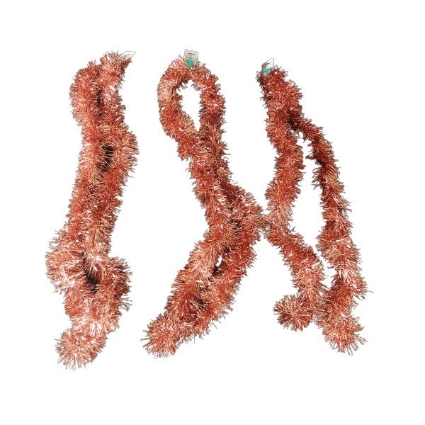 Christmas Garland Tinsel 2m (Pack of 3) Rose Gold