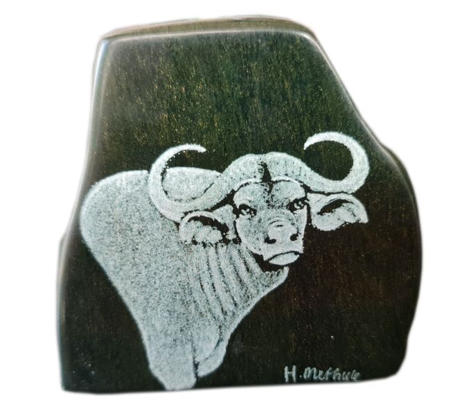 Verdite Buffalo Hand Carved Green Stone