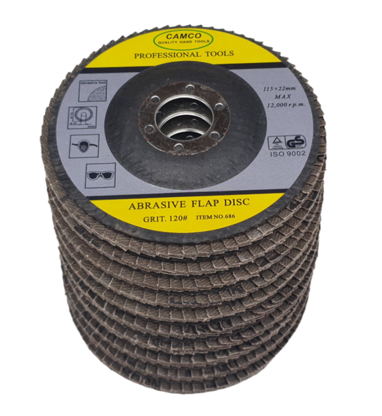 Camco (Pack of 10) Flap Discs 115mm - 120 Grit