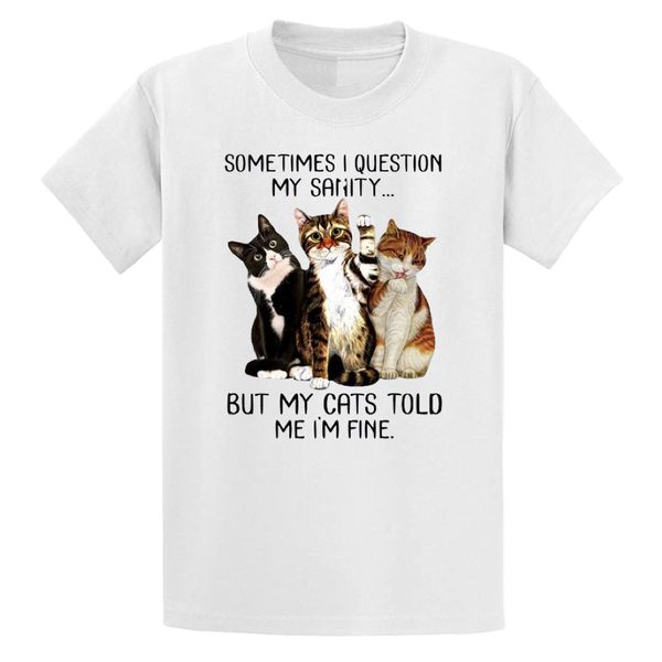 Fashion Novelty Loving Cats O-Neck Watercolour Printed T-Shirt