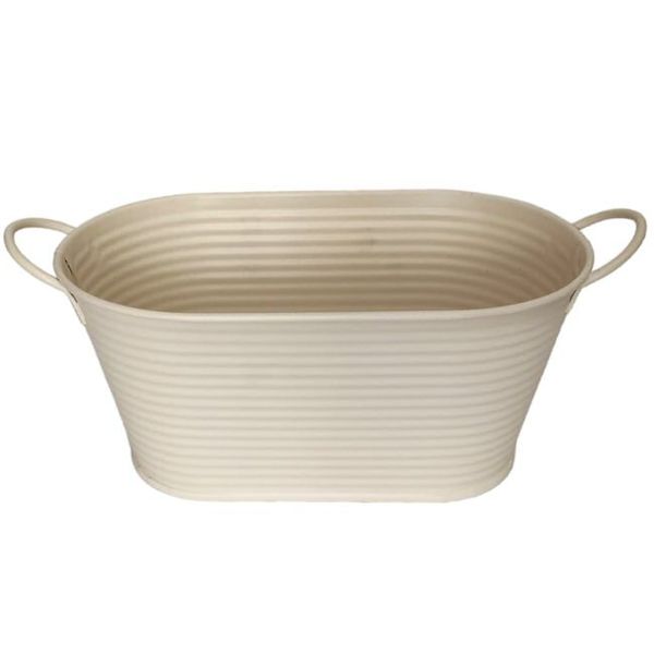 PH Garden - Metal Oval Pot Planter Medium Cream