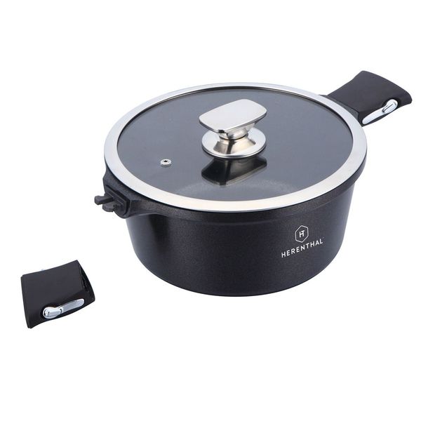 Herenthal 28cm Greblon C3+ Non-Stick Coating Shallow Pot - Black