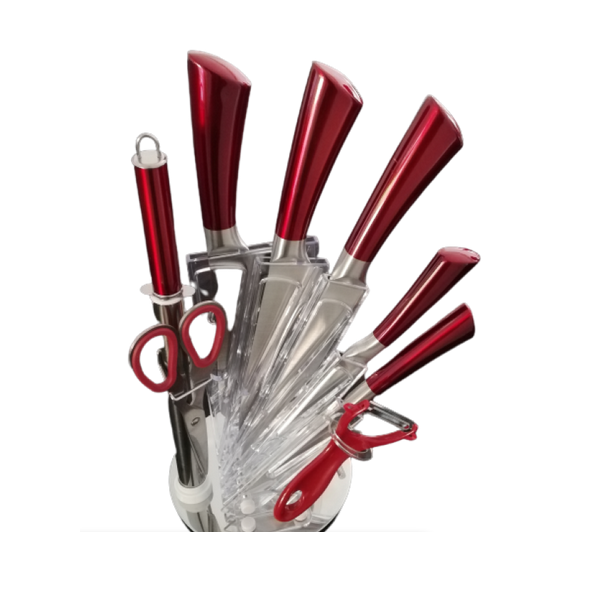 9 Piece Knife Set - Stainless Steel on Acrylic Stand