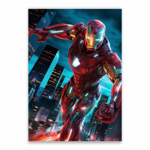Iron Man Skyscrapers Background Poster - A1
