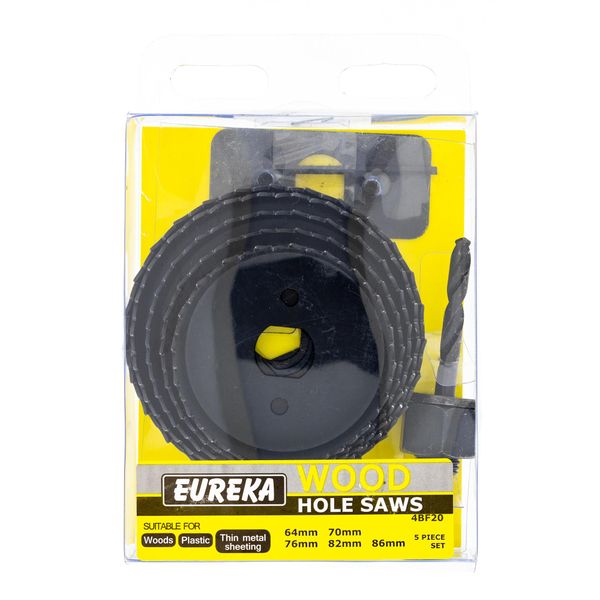 EUREKA DRILL BITS Hole Saw 64-86mm SET for Wood 4BF20U