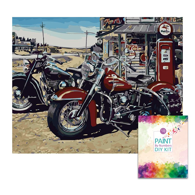 Easy Craft Paint by Number DIY Kit, 50x40cm Motorcycle Shop Today. Get it Tomorrow