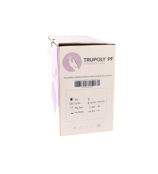 Trupoly - Latex Powder Free Gloves Size 7.5 50's
