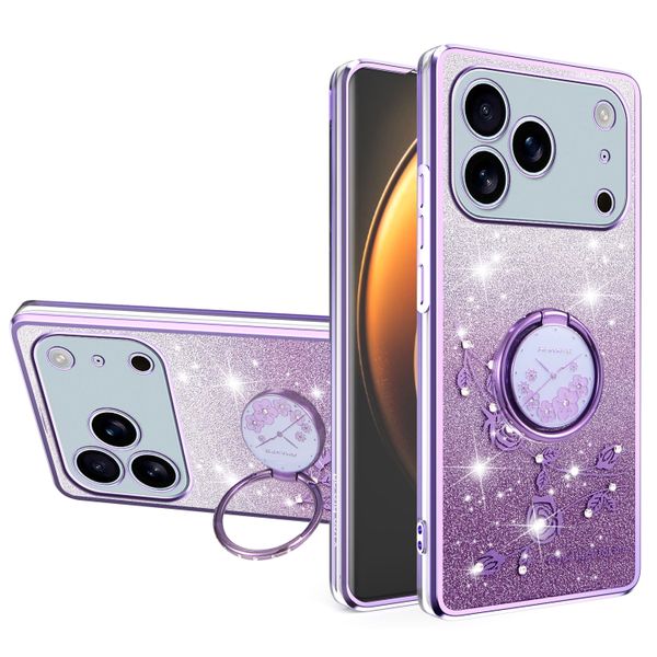 Bling Sparkle Flowers Phone Case Compatible with iPhone 17 Pro Max