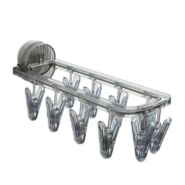 Plastic Wall Mount Foldable Laundry Drying Rack with Suction Cup