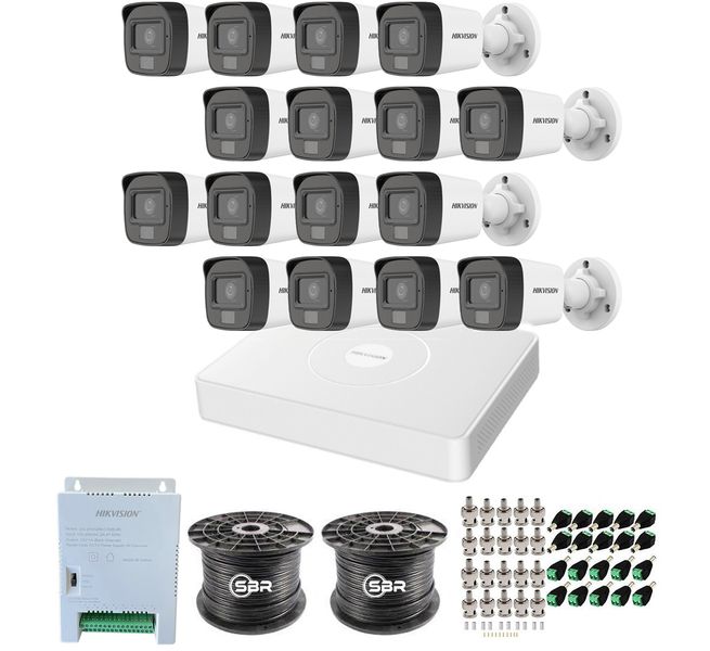 Hikvision 16CH Smart Hybrid Light Kit -Cameras With Audio-No HDD-SBR Bundle