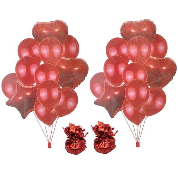 20pcs - Air or Helium Foil Balloon Set - Birthday Party Wedding with Stand