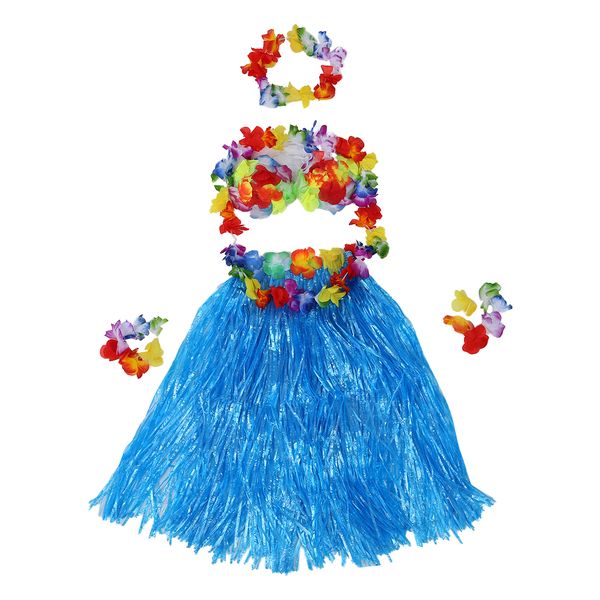Hawaiian Grass Skirt flower Hula Lei Wristband Garland fancy Dress - 6 set