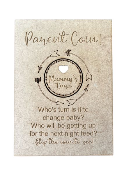 Parent Coin Decision Maker Card for New Parents Gift Baby Shower Joke