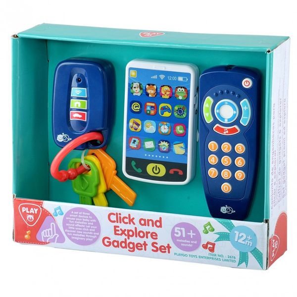 Playgo Click and Explore Gadget Set with Toy Keys, Phone and TV Remote